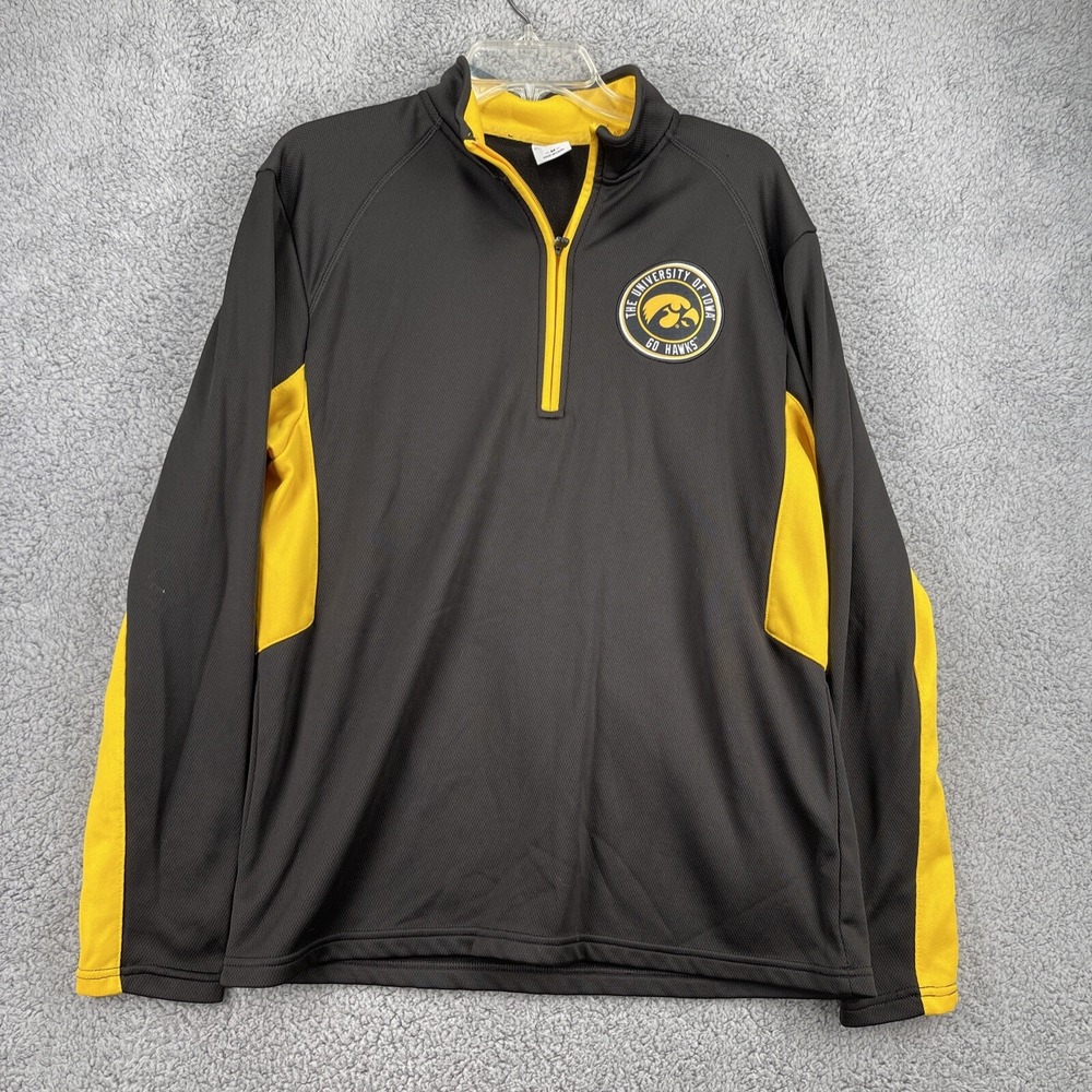 Captivating Apparel 1/4 Zip‎ Pullover Mens Medium Gray Yellow Iowa Hawkeyes Logo
